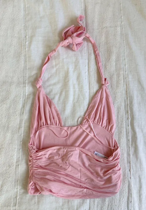 Edikted Pink Lillie Knotted Halter Neck Tank - Image 3