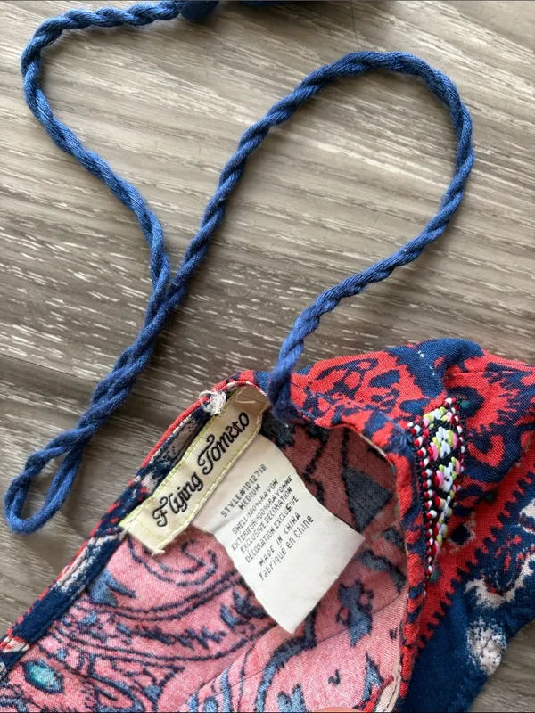 Flying Tomato Red and Blue Mixed Print Dress Medium - Image 3