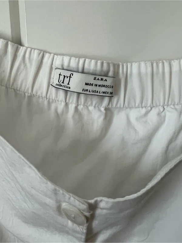 Zara trf white square neck button up long sleeve top - Image 3