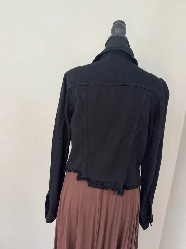 Hidden Los Angeles Black Denim Raw Hem Jacket Size Small - Image 6