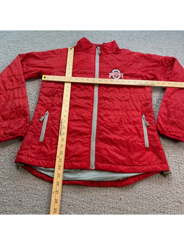 Vintage J. America Ohio State Buckeyes Women’s M Red Fleece Jacket OSU - Image 3