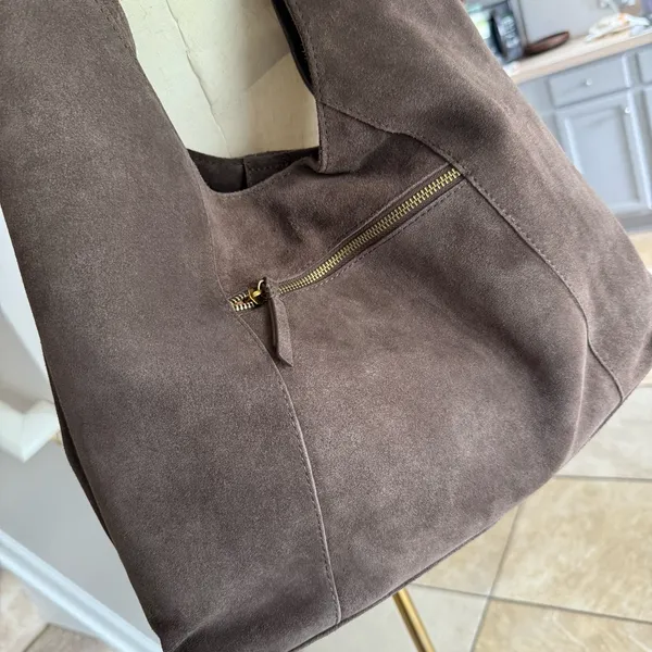 American leather Co Brown Suede Tote Bag - Image 5