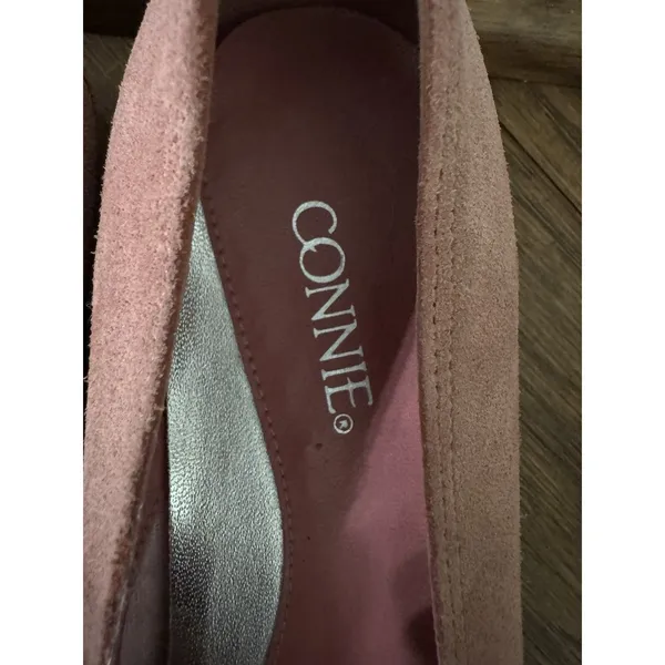 Connie Pink /brown Suede leather Women Flat 5.5M unique flower Made‎ In Brazil - Image 4