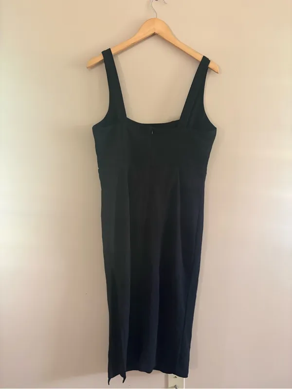 Lulus Vibrant Allure Black Square Neck Sleeveless Bodycon Midi Dress Size large - Image 6