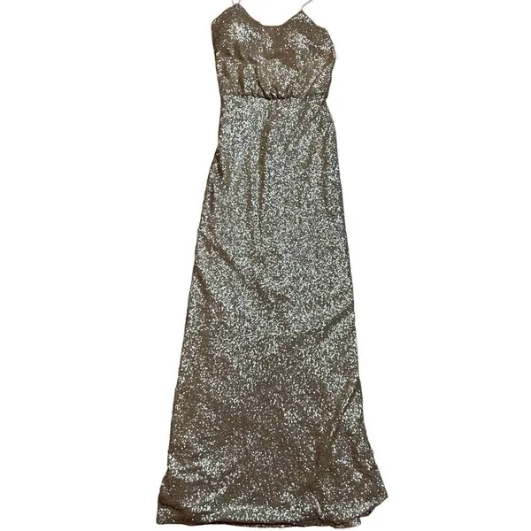 Sorella Vita Dress‎ Gold Sequin Maxi Spaghetti Strap Bridesmaid Party Dress size - Image 10