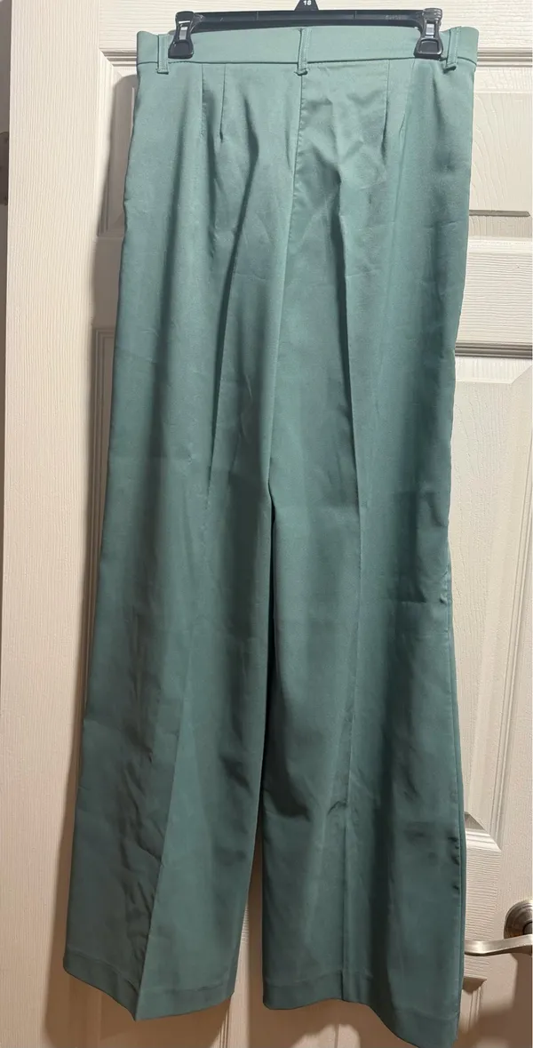 ZARA Wide-Leg Pants High-Waisted Medium sage NWT - Image 3