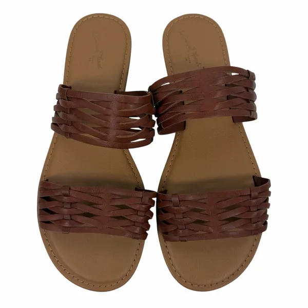 Universal Threads Addie Two Band Flat Slide Sandal Brown Size 7.5 - Image 4