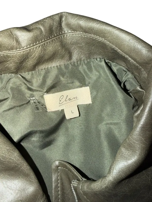 ELAN Olive Green Faux Leather Jacket Sz L NEW NWOT - Image 6