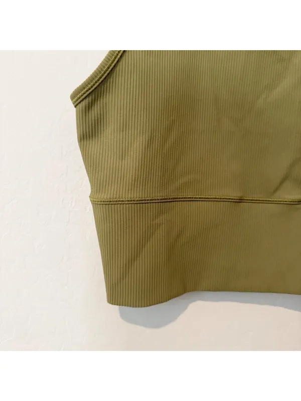 Lululemon Power‎ Pivot Tank Size 10 Bronze Green Ribbed Reversible Crop Classic - Image 5
