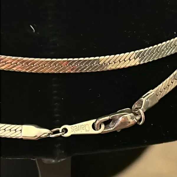 Claire’s silver tone smooth snake chain necklace 14” wearable length - Image 2