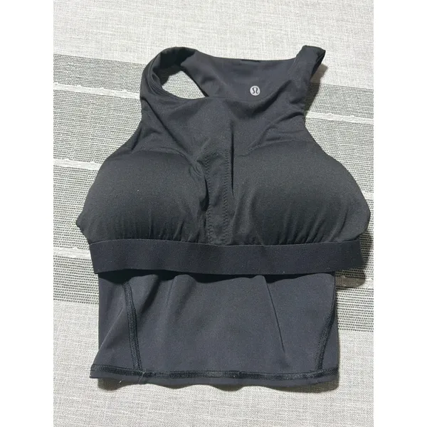 Lululemon Black High Neck Yoga Athletic Crop Top Tank Size 8 - Image 5