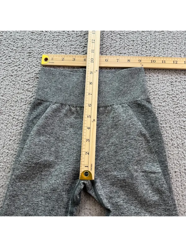 Gymshark Flex Seamless Leggings Womens Gray Marl Pink Logo Contour Workout Pants - Image 3