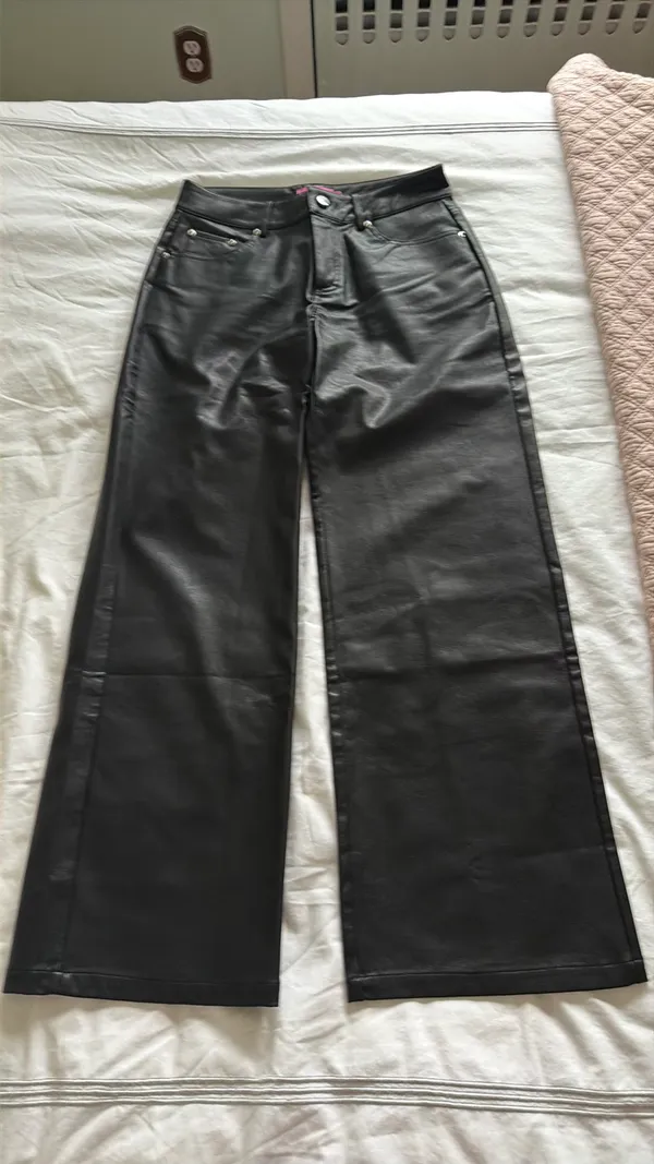Edikted Black Faux Leather Straight Leg Pants - Image 3