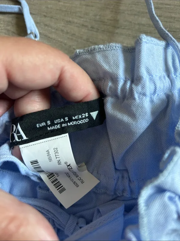 Zara Light Blue Ruffle Tie-Front Tank Top - Image 3