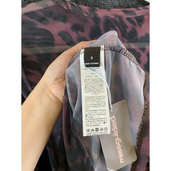 Missguided Mesh Maxi Dress Size S Pink Animal Print Henley Button Long Sleeve - Image 9