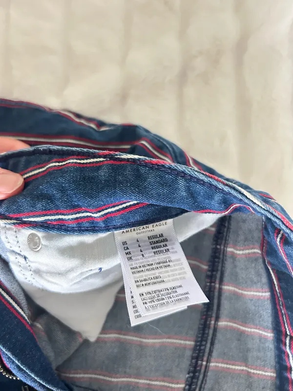 Red Striped Denim Skirt American Eagle Mini Blue - Image 2