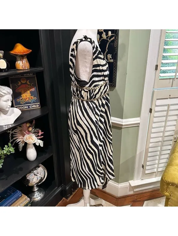 Trina Turk Zebra Print Silk Dress – Size Medium (8) – Ashley Tisdale 2000s - Image 7