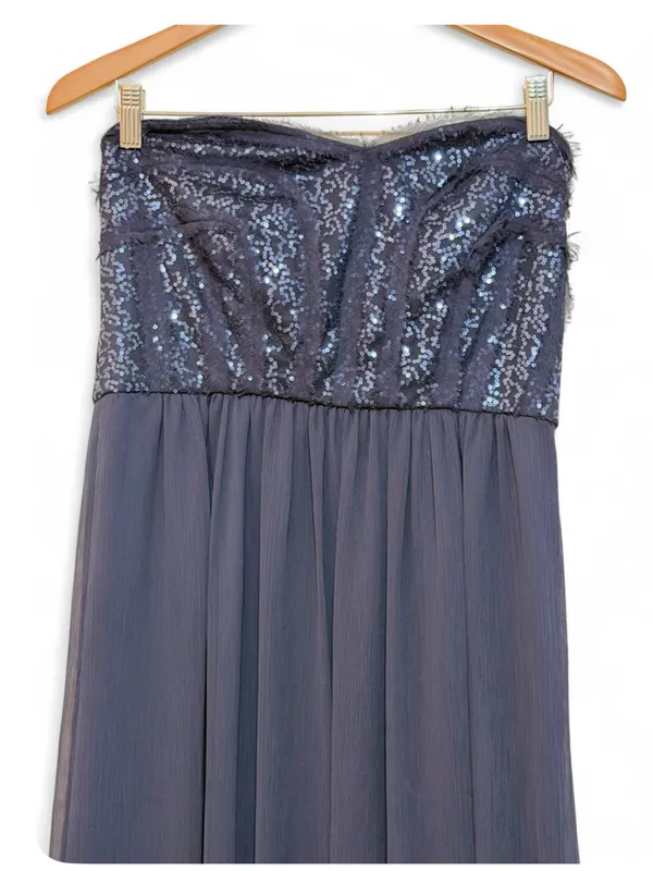 Max and Cleo BCBG Symmetrical Strapless Dark Night Sequence Maxi Dress Size 12 - Image 12