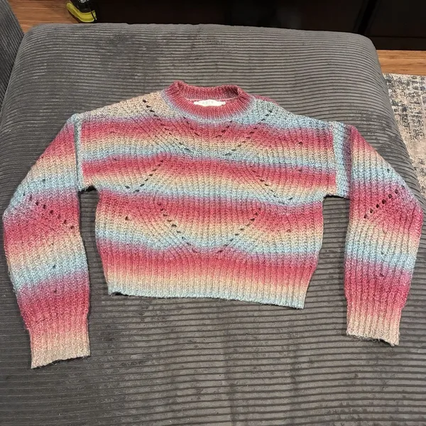 ASTR The Label Pink Long Sleeve Size Small Sweater Top Striped Soft Blue Yellow - Image 2