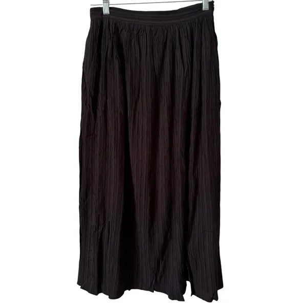 NWT Lulus Midsummer Memories Black Mid Rise Maxi Skirt Size Medium Crinkle Pleat - Image 4