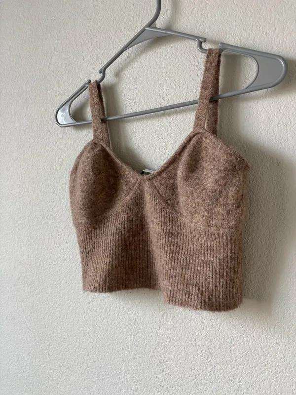 Brown Knitted Zara Tank Top - Image 4