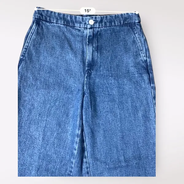 J.Crew 1996 High Waist Cropped Wide‎ Leg Lace Up Jeans Size 28 Coastal Sailor - Image 5