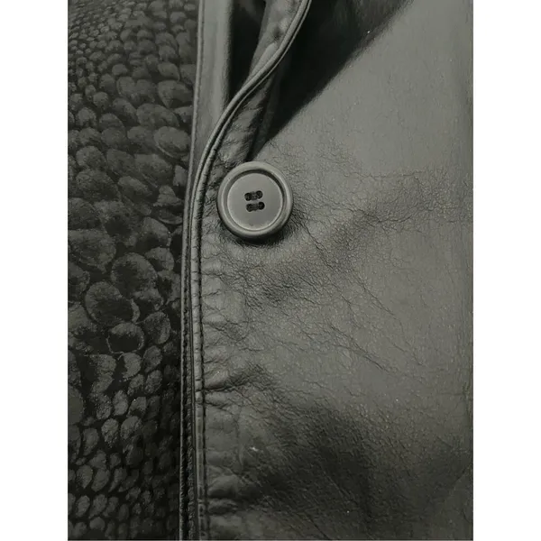Pelle Vintage Black Leather Coat Snakeskin Detailing‎ Lined Shoulder Pads Small - Image 8