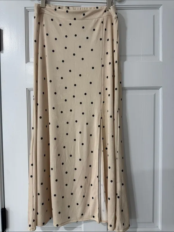 SINSAY Maxi Polka Dot Champagne Skirt With Sleet Size L - Image 2
