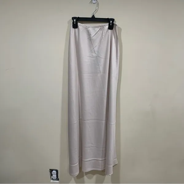 NWT Emprada Women's Long Satin Skirt Elastic Waist Champagne Silk A-Line Skirt L - Image 5