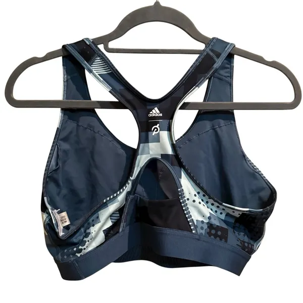 Adidas X Peloton Digi Motion Print Women's Medium Racerback Blue Sports Bra‎ - Image 2