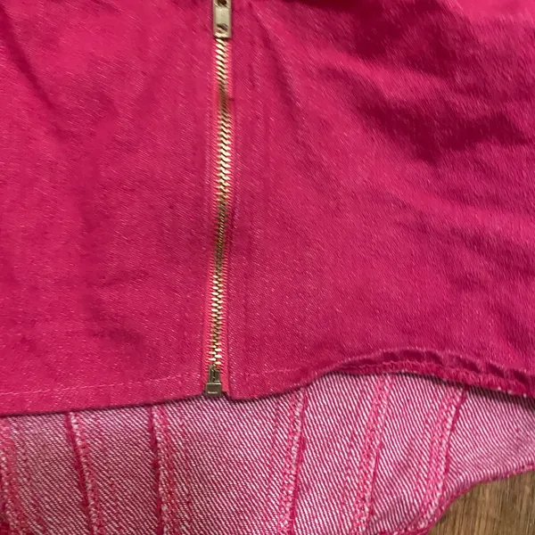 Superdown Womens Hot Pink Denim Crop Cropped Corset Tank Top S Small Bust 30” - Image 5