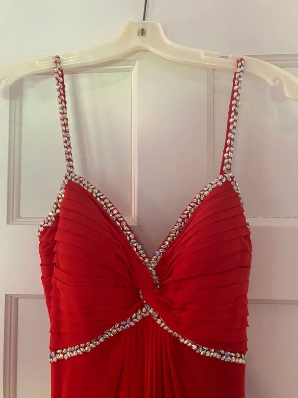Abbi Vonn Red Embellished Prom Dress - Image 3