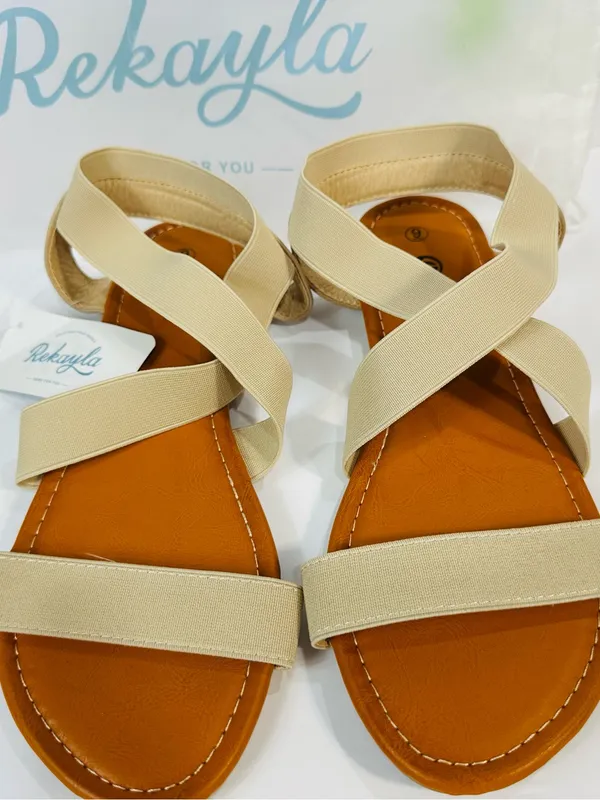 Neutral Crisscross Elastic Sandals for Women - Image 6