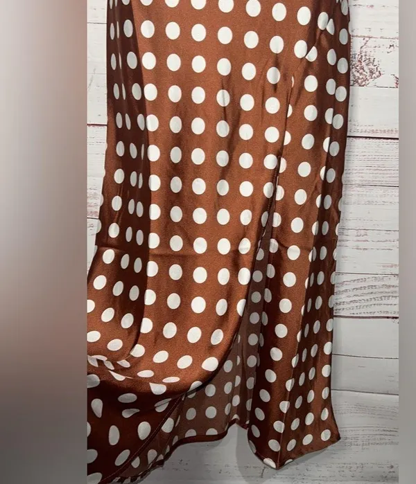 Paper Hearts Copper & White Polka Dot Maxi Slip Dress - Image 2