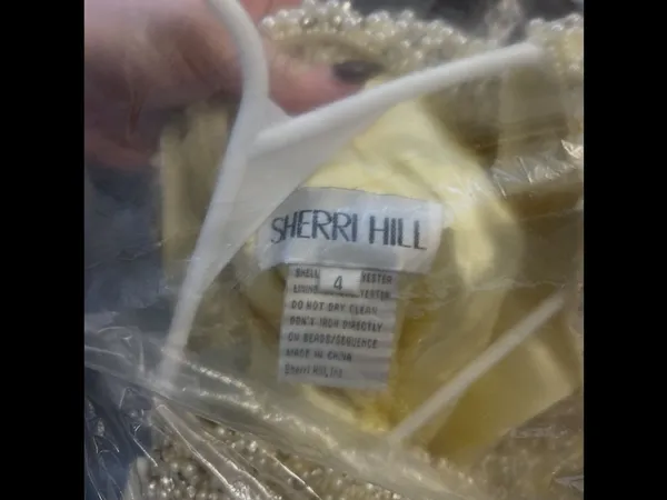Sherri Hill Butter Yellow Beaded Cap-Sleeve Dress - Image 8