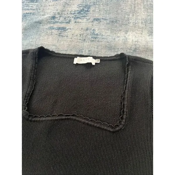 ASTR The Label Black Scallop Trim Ribbed Knit Long Sleeve Top XL - Image 3