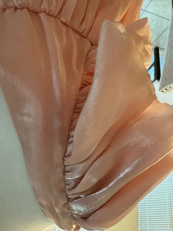 Gorgeous boutique Storia light pink deep V plunge iridescent dress - Image 2