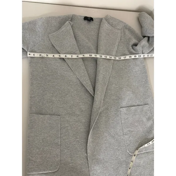 Women's J. Crew Light Gray Merino Wool Sophie Coatigan Open Cardigan Sweater M - Image 4