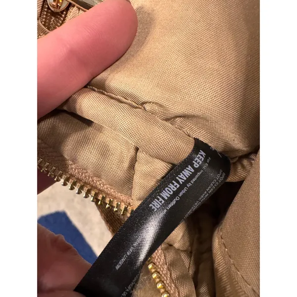 Anthropologie Sherpa Belt Bag‎ Tan Fleece Faux Shearling Crossbody Red Stripe - Image 7