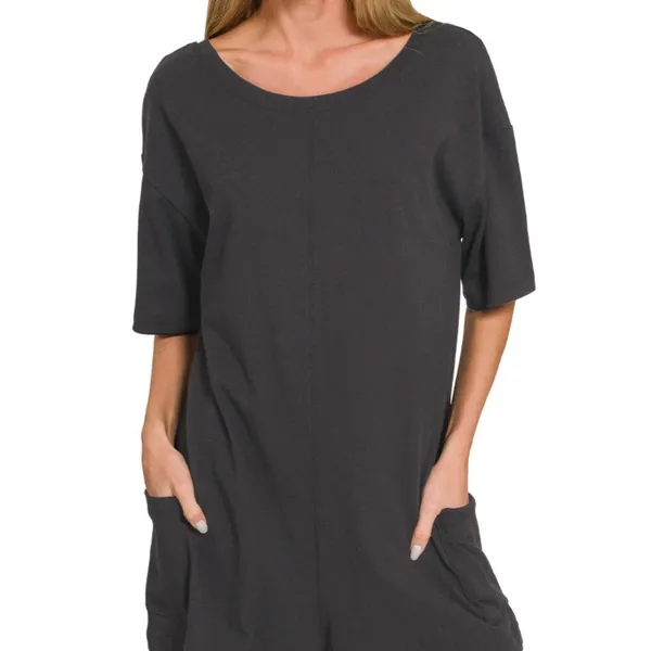 Zenana V‎ or Scoop Neck Reversible 2-Way Romper - Image 3