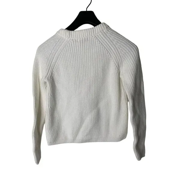 Quince 100% organic cotton fisherman crew sweater ivory women's size small - Image 2