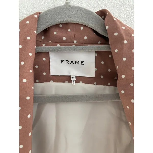 Frame Smoking Jacket Womens Medium Brown White‎ Polka Dot Belted Career Preppy - Image 7