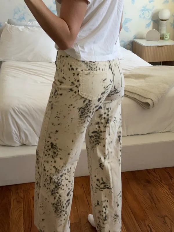 Oak + Fort Leopard Jeans White Tan Grey - Image 4