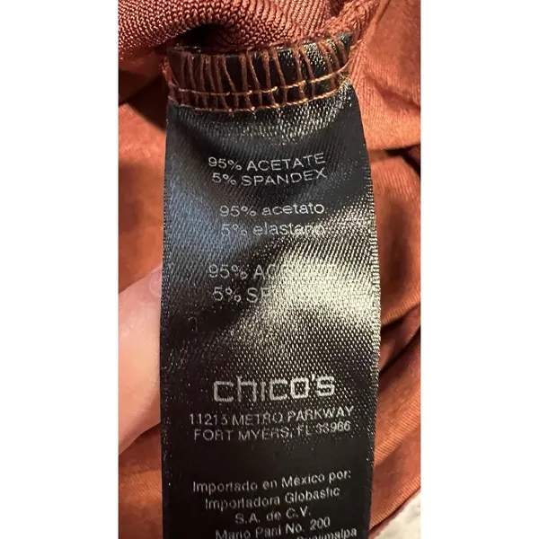 Chico's Travelers Brown Top Womens Gold Hardware Shoulder Tunic Chicos 3/XL/16 - Image 8
