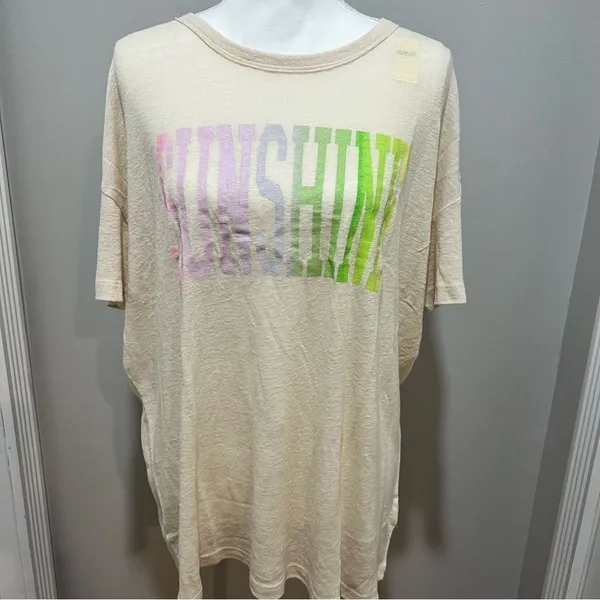 NWT Aerie Linen Blend sunshine Tee Tshirt sz Medium Relaxed Fit womens - Image 2
