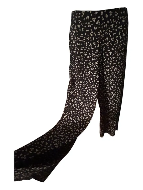 SHEIN Black wide leg pants with White Floral Print - Image 2