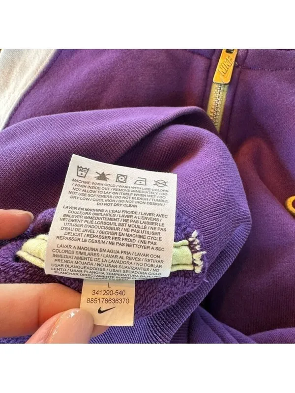 Nike Purple Hoodie Zip Up Sweatshirt Size Large - Image 4
