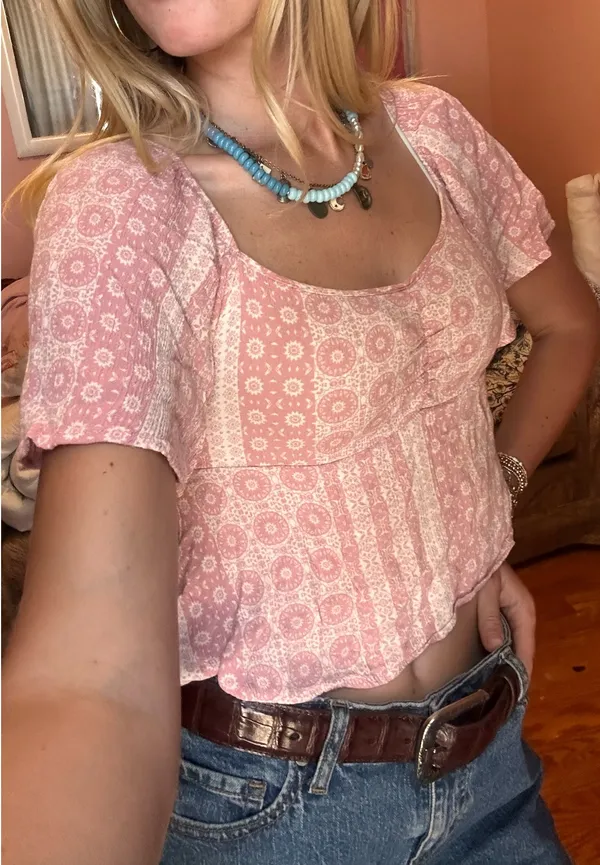 Cropped pink babydoll top Size XS - Image 3