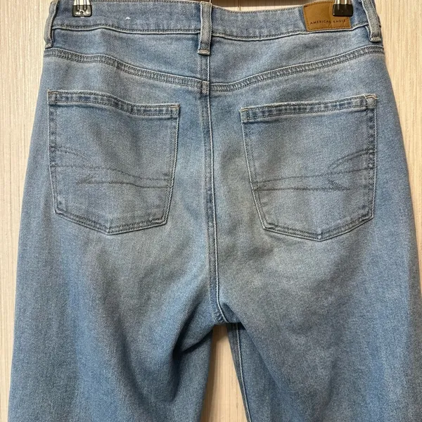 American Age American Eagle AE Stretch Mom Straight Jean Blue Medium Wash‎ Womens Size 8 - Image 5