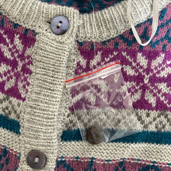 COUNTRY ROSE Pink Blue Fairisle‎ Cardigan Wool Blend Size Small - Image 4
